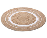 Kuber Industries Hand Woven Braided Carpet Rugs|Anti-Skid Round Traditional Spiral Design Jute Door mat|Mat for Bedroom,Living Room,Dining Room,Yoga,92 x 92 cm,(White)